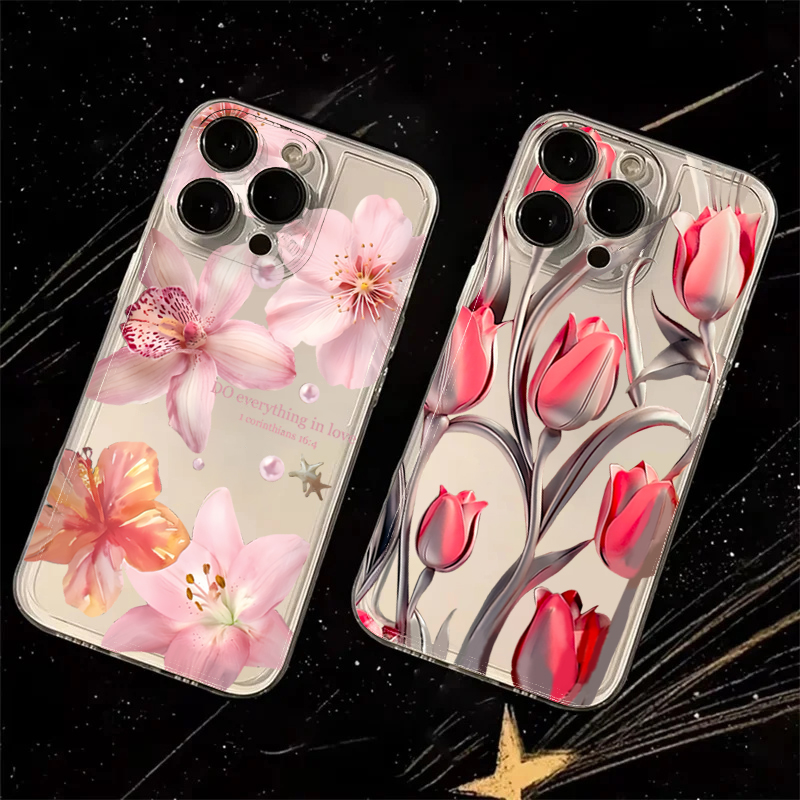 Phone Cases Red - Silicone Lily Flower Phone Case For