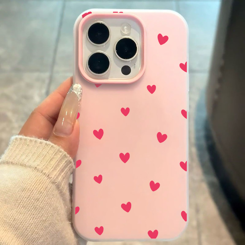 Red Love Heart Pattern Phone C - Phone Cases Red 评论和价格