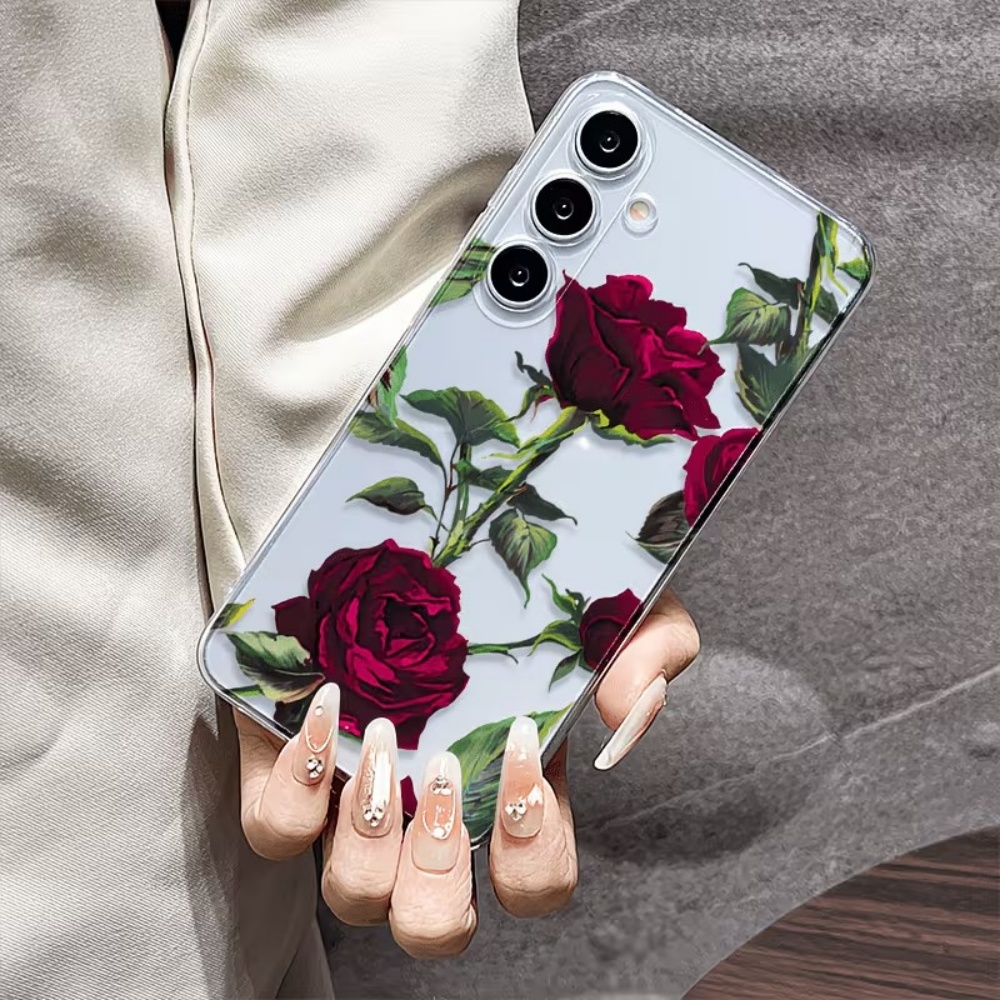 Aesthetic Red Rose Floral Phon - Phone Cases Red 评论和价格