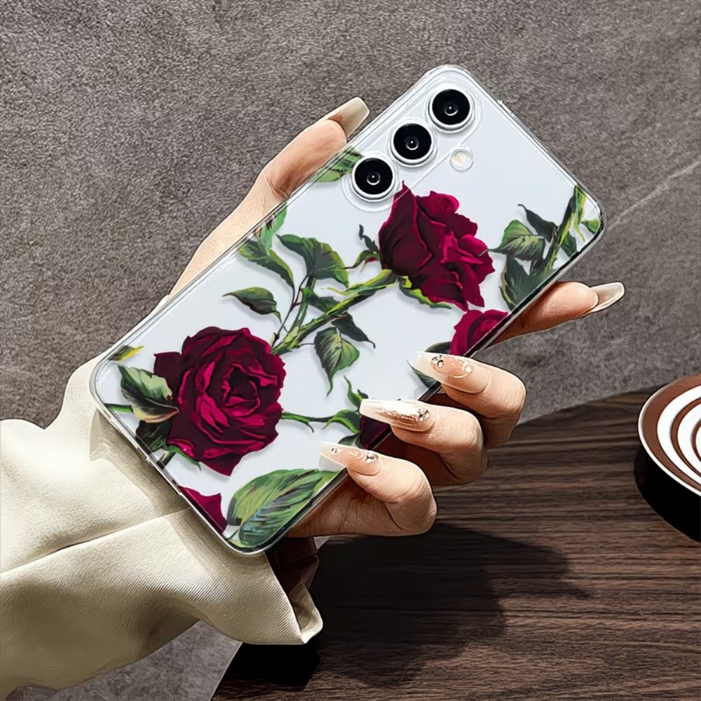 Aesthetic Red Rose Floral Phon - Phone Cases Red 评论和价格