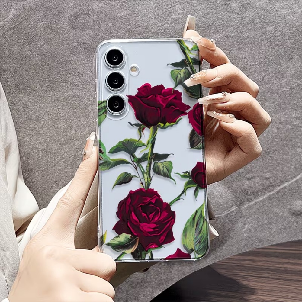 Aesthetic Red Rose Floral Phon - Phone Cases Red 评论和价格