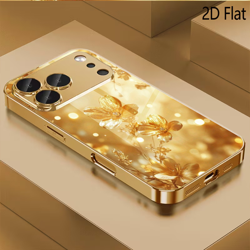 The Golden Flower Patterned te - Phone Cases That Cover The Camera 评论和价格