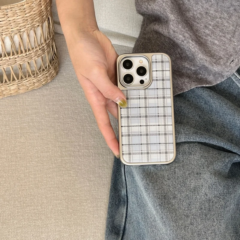 Korean Ins Epoxy Blue Plaid Pa - Phone Cases Korea 评论和价格