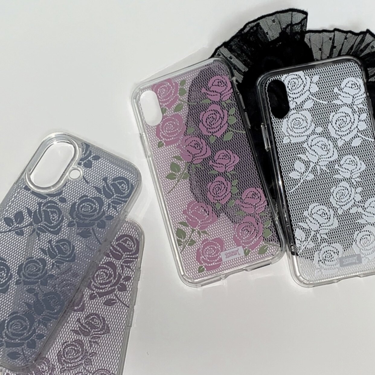 Korean Ins Colorful Rose Lace  - Phone Cases Korea 评论和价格