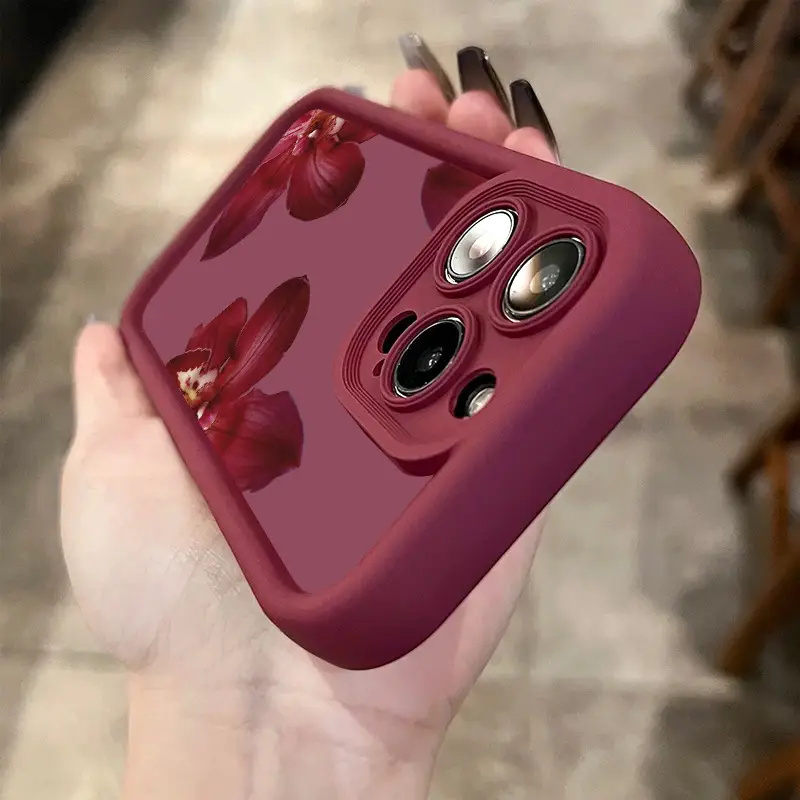 Wine Red Orchid Flower Pattern - Phone Cases Red 评论和价格