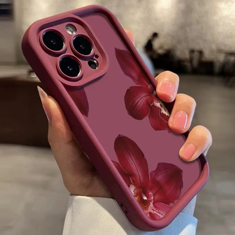 Wine Red Orchid Flower Pattern - Phone Cases Red 评论和价格